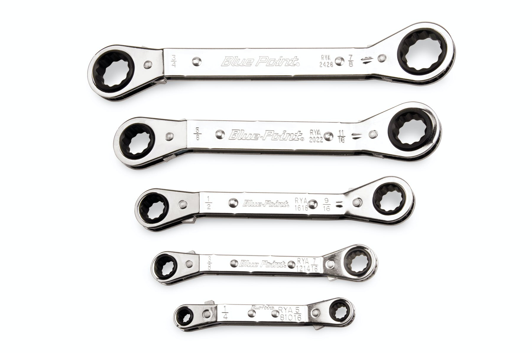 5 pc 12-Point SAE 25° Offset Ratcheting Box Wrench Set (Blue-Point®) | RBYA605 5 pc 12-Point SAE 25° Offset Ratcheting Box Wrench Set (Blue-Point®) | RBYA605